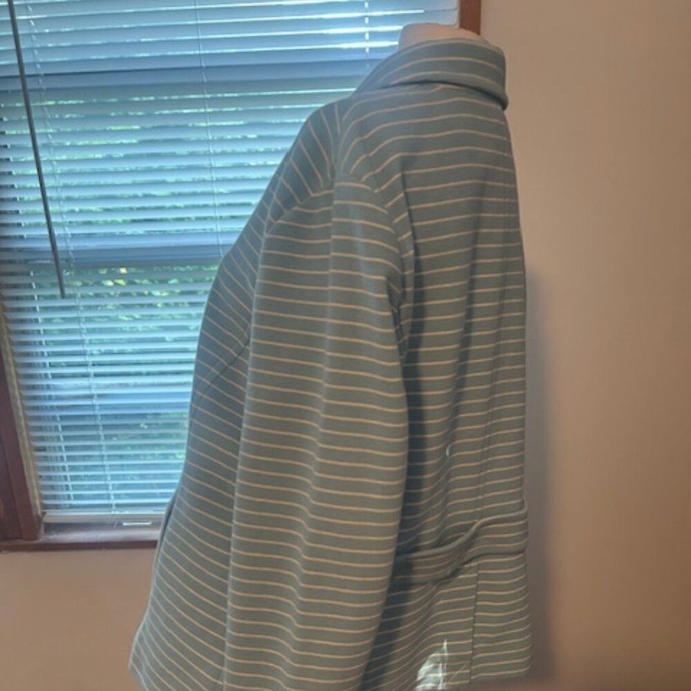 Talbots Baby Blue/White Nautical stripe belted back blazer, size XL - Picture 3 of 6